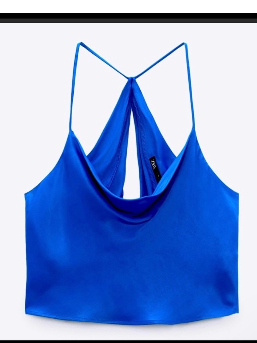 Zara satin cropped top blue